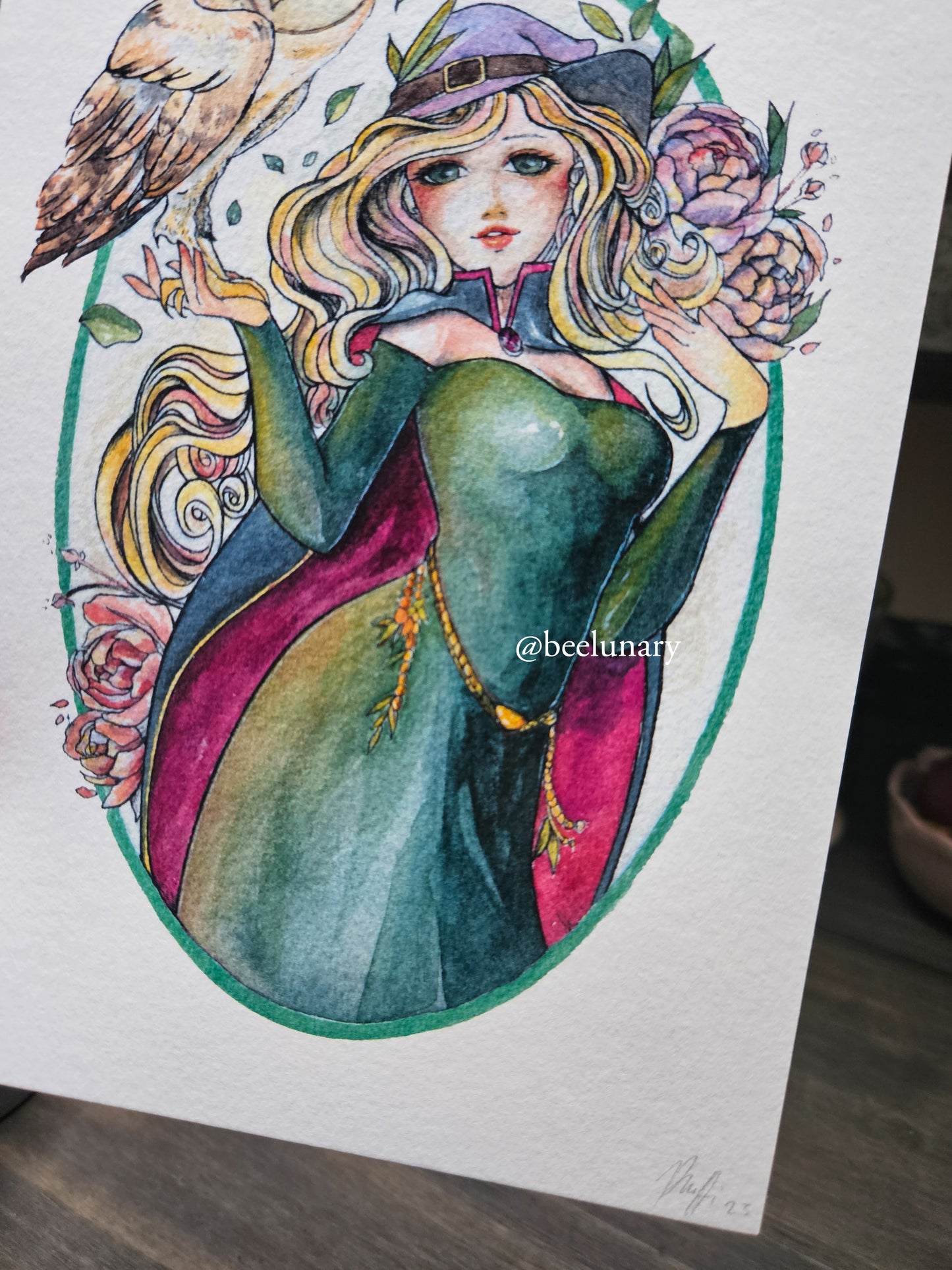 Green Owl Witch | Art Print