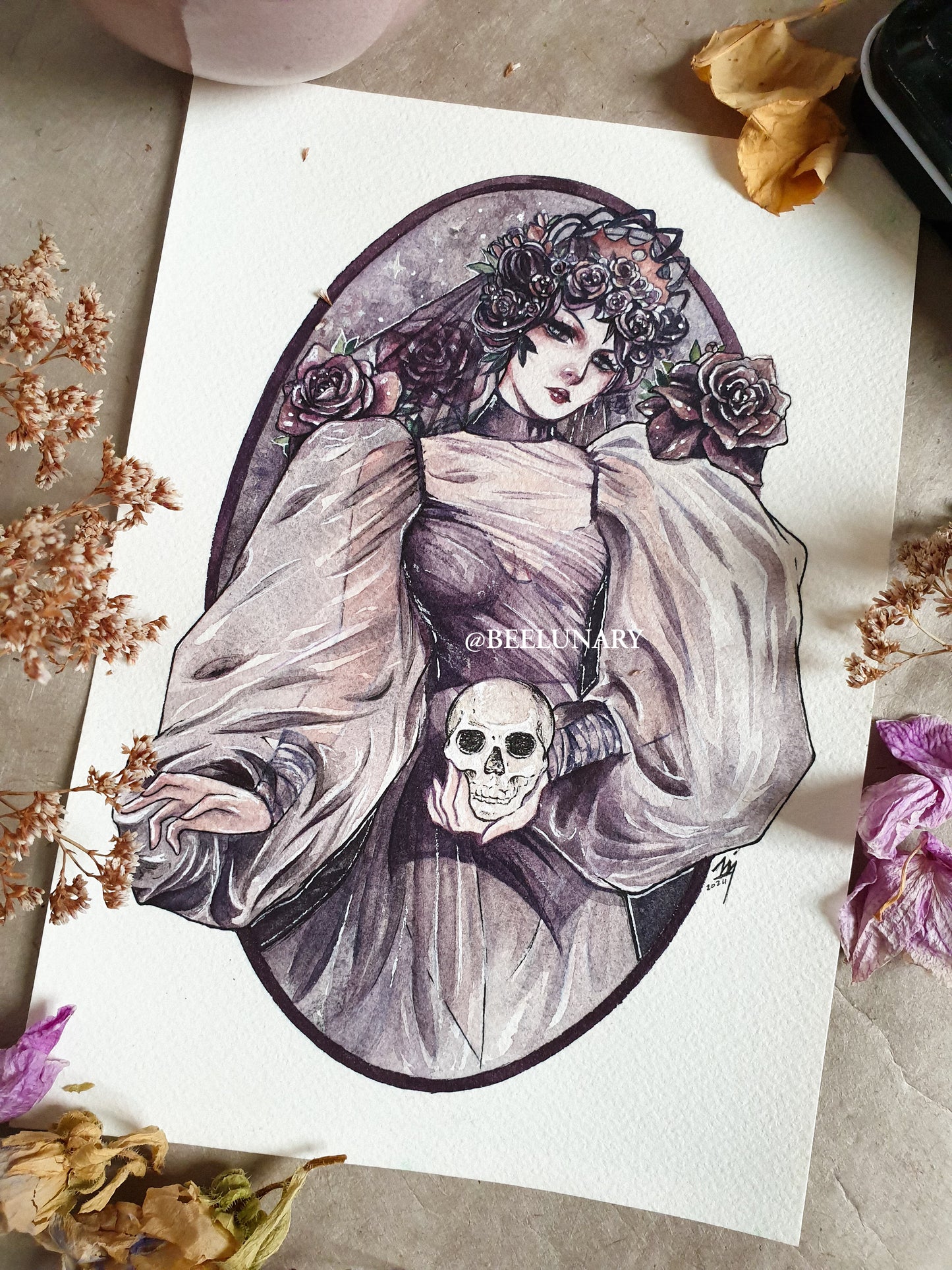 Aquarelle Originale | Skeleton Queen