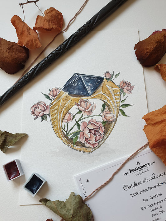 Aquarelle originale | Horcruxe - Bague de Gaunt