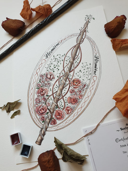 Aquarelle Originale | Baguette Hermione Granger